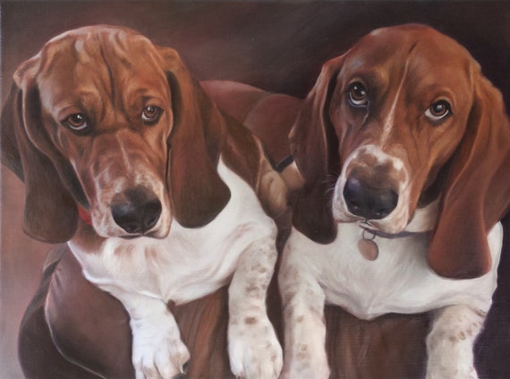 CUSTOM PET PORTRAIT - Oil Painting - Dog Painting - Basset Hound - Labrador - Yellow Lab - Perfect Gift