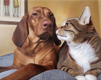 Custom Pet Portrait - Pet Painting - Dog Portrait - Cat Portrait - Pet Art - Oil Painting - Commissioned Art - Vizsla