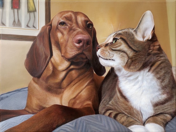 Custom Pet Portrait - Pet Painting - Dog Portrait - Cat Portrait - Pet Art - Oil Painting - Commissioned Art - Vizsla