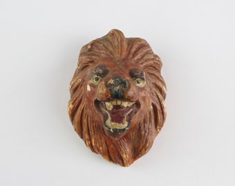 Vintage Boy Scout Lion Head Wall Plaque - Mid Century Chalkware Cub Scout BSA Memorabilia
