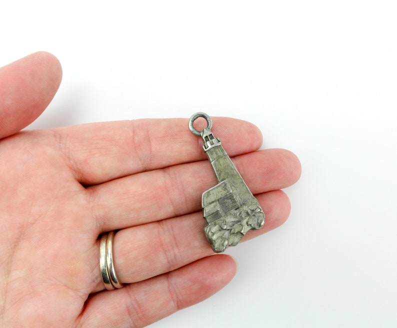 Nautical Pendant Vintage Silver Tone Lighthouse Charm by FORT