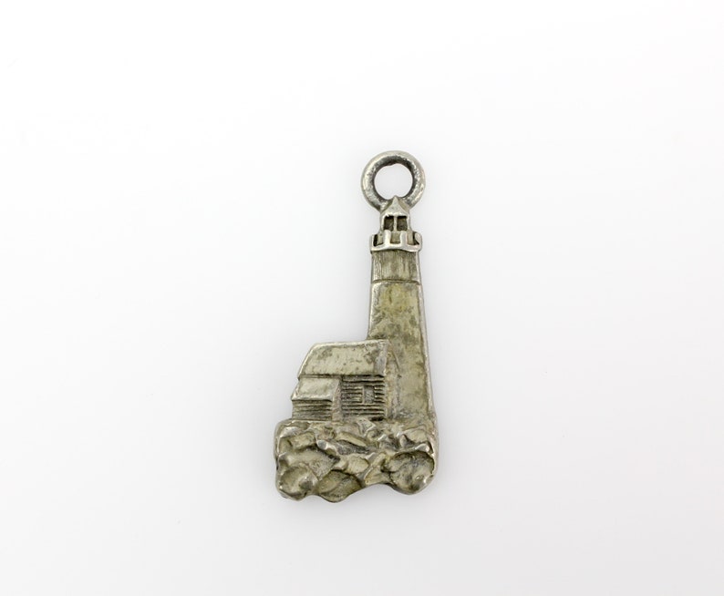 Nautical Pendant Vintage Silver Tone Lighthouse Charm by FORT
