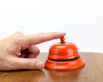 Vintage Call Service Bell - Orange Hotel Desk Bell - Restaurant Service Counter Bell