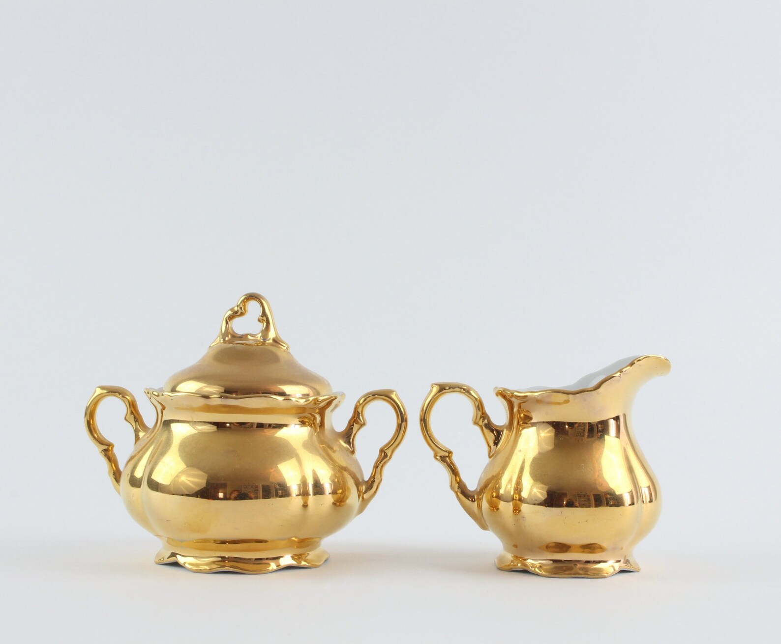 Vintage Bavaria Porcelain Gold Cream and Sugar Set Golden Etsy