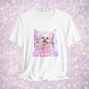 Pamered pup in timeout tee is cute and sassy with mom dog humor