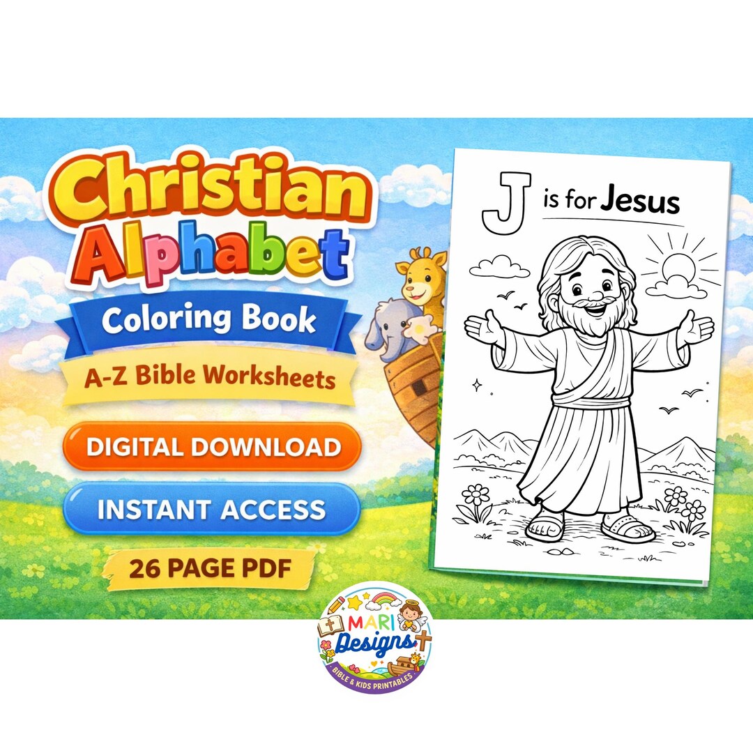 Christian Alphabet Coloring Book for Kids – A to Z Bible Words, Sunday ...