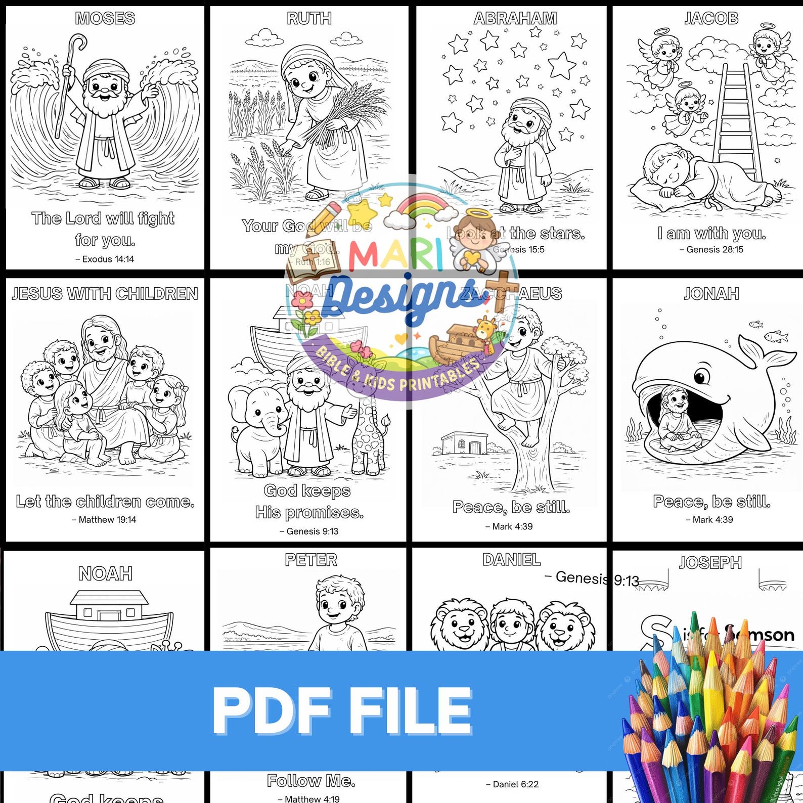 30 Bible Coloring Pages for Kids | Printable Christian Coloring Book ...