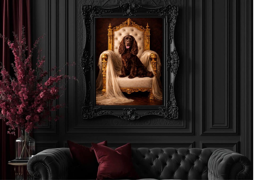 Chocolate Cocker Spaniel Wall Art Print, Gothic Dog Portrait Poster ...