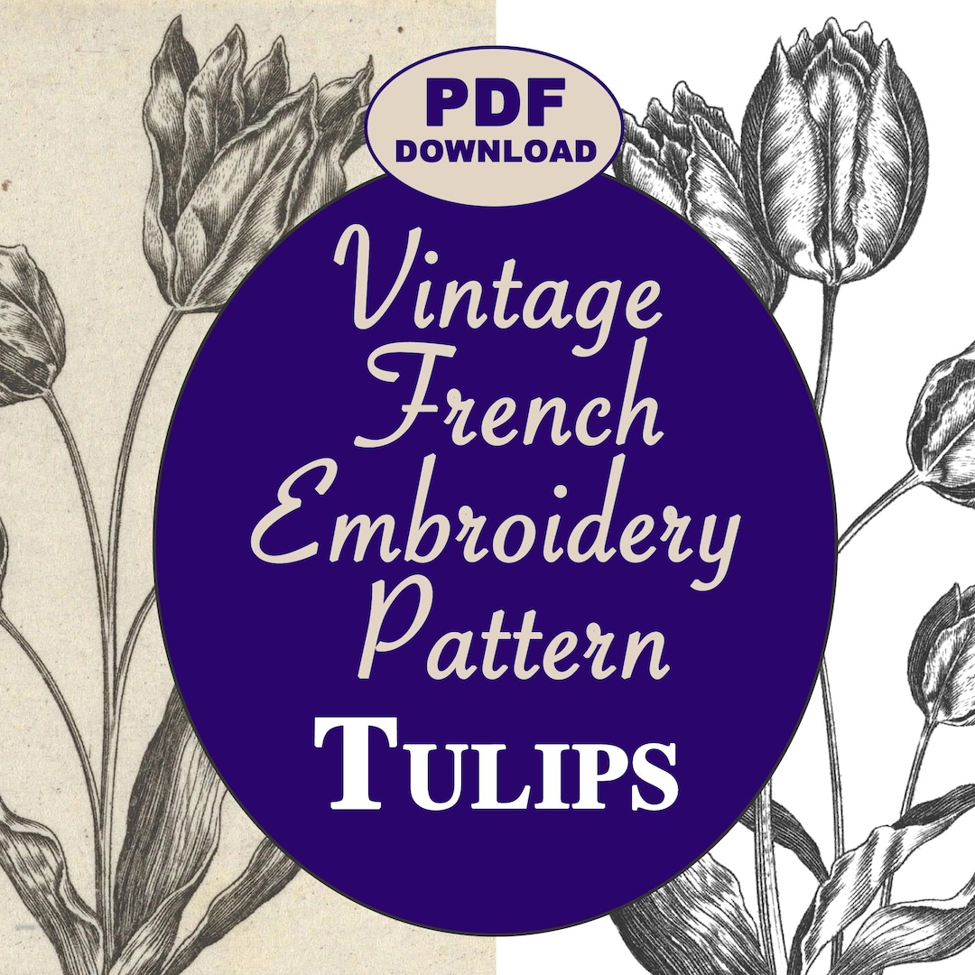 French Tulip Hand Embroidery Vintage Pattern From 1645, Digitized and ...