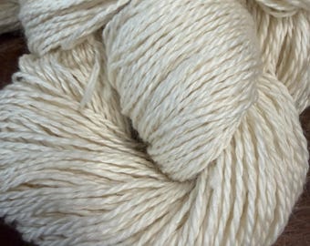 85/15 Polwarth wool tussah silk  yarn skein 4 ply undyed 100g