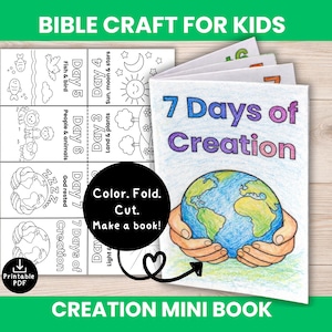7 Days of Creation Mini Book Printable Bible Craft – Kids Sunday School Genesis Activity (Digital Download)