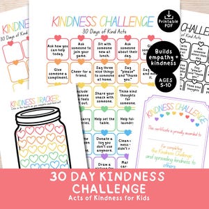 30 dagen Kindness Challenge-pakket voor kinderen afdrukbaar (digitale download)