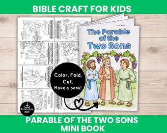 Parable of the Two Sons Mini Book Printable – Kids Sunday School Bible Craft Matthew 21 Activity (Digital Download)