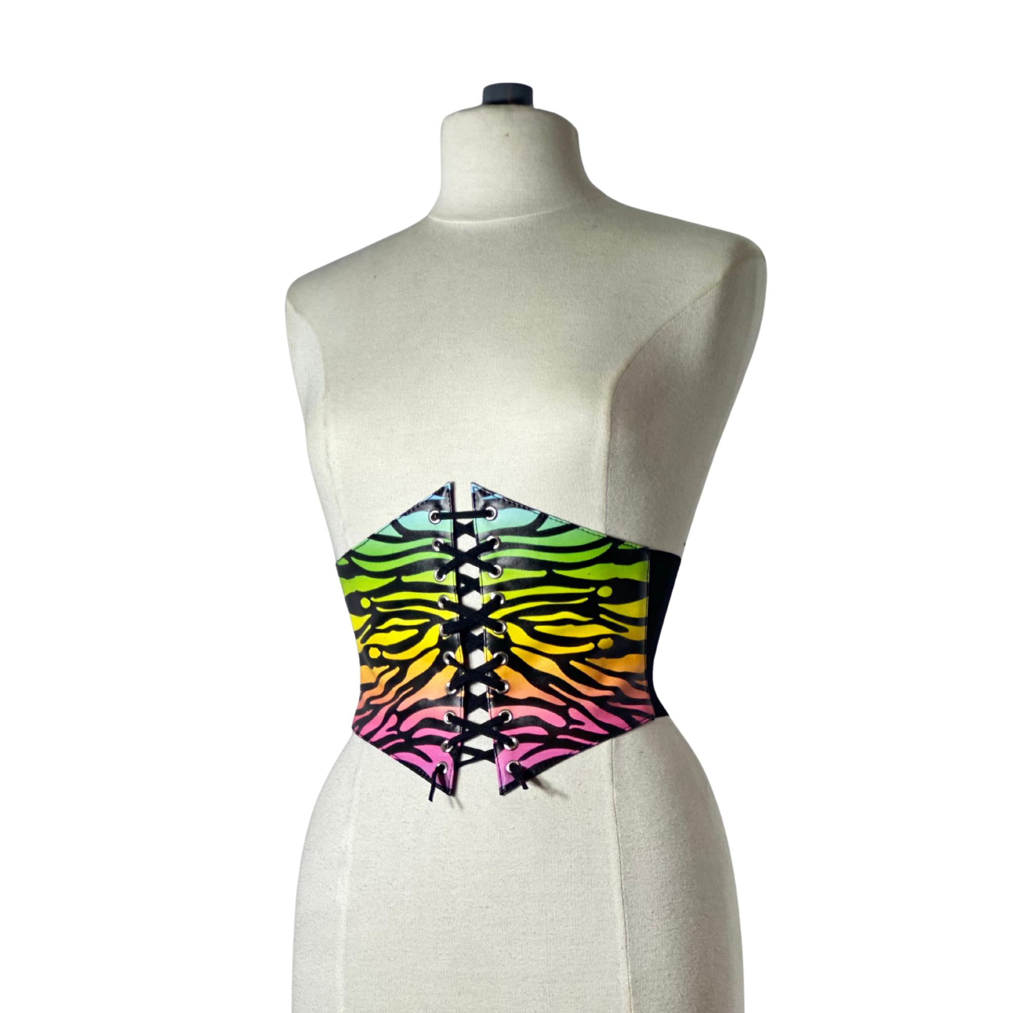 4695 Elastic Waist Belt For Women Zebra Print Wide Cinch Stretchy Modeway Women main image 3