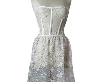 White Corset Dress Bridesmade Corset Mini Dress Lace Up Party Dress Victorian Corset Gown Formal Clubwear Outfit Strapless Corset Dress