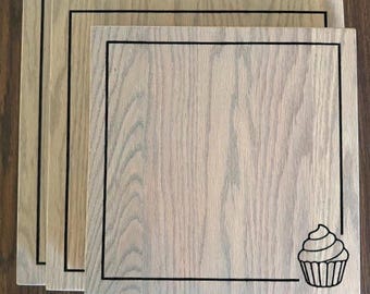 Custom Laser Engraved Oak Serving Trays - Set of Gray Stained Wooden Trays