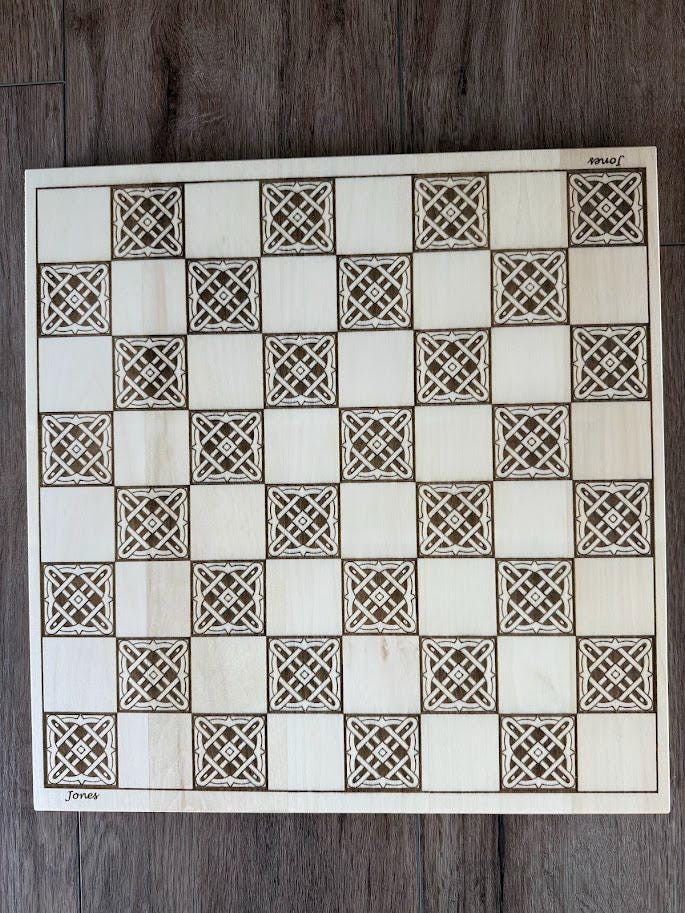 Personalized Solid Wood Checker Board - Laser Engraved Names, Dates and ...