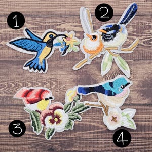 Embroidered Bird Patches with Flowers – Applique for Bags, Purses