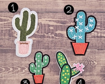 Embroidered Cactus Patches – Potted Desert Plants, Boho Style Apparel Decoration