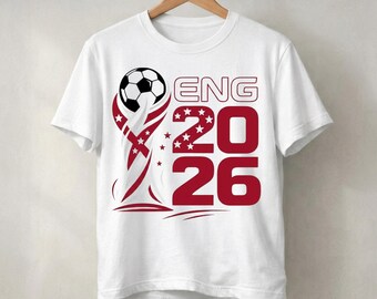 Imagen PNG de la selección inglesa de fútbol de 2026, ropa para aficionados al Mundial de Fútbol (descarga instantánea).
