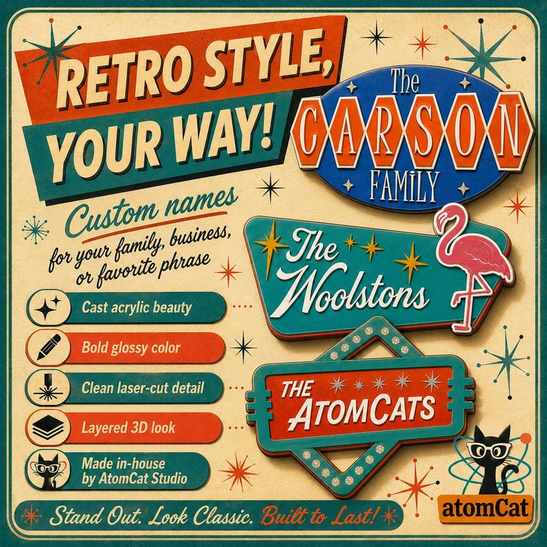 Panneau de bienvenue Starlite – Plaque de porte rétro atomique en acrylique – Panneau d'adresse personnalisé style moderne du milieu du siècle – Décoration murale intérieure/extérieure image 10