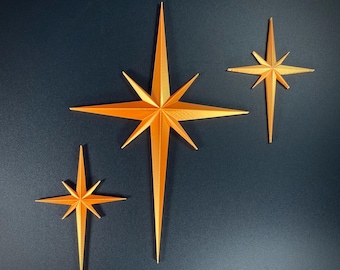 Decoración de pared Atomic Starburst / Juego de 3 piezas magnéticas y de pared estilo MCM / Detalle decorativo moderno de mediados de siglo