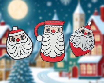Mid Century Santa Magnets | Holt Howard Inspired 3 Pack | Retro MCM Fridge Magnets