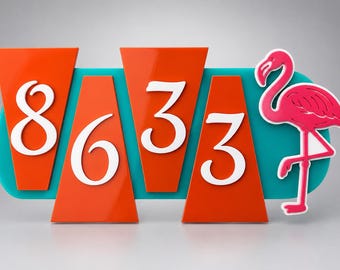 Pinkie Personalized Address Sign, Mid Century Modern House Numbers, Custom Acrylic Address Plaque, Retro MCM Outdoor Decor