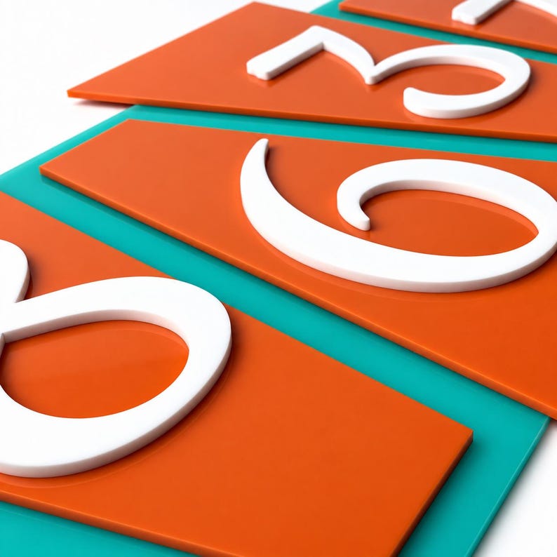 Pinkie Personalized Address Sign, Mid Century Modern House Numbers, Custom Acrylic Address Plaque, Retro MCM Outdoor Decor 画像 3