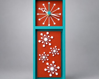 AtomCat Molecule Clock, Mid Century Modern Atomic Clock, Retro Tabletop Clock, Atomic Starburst Decor