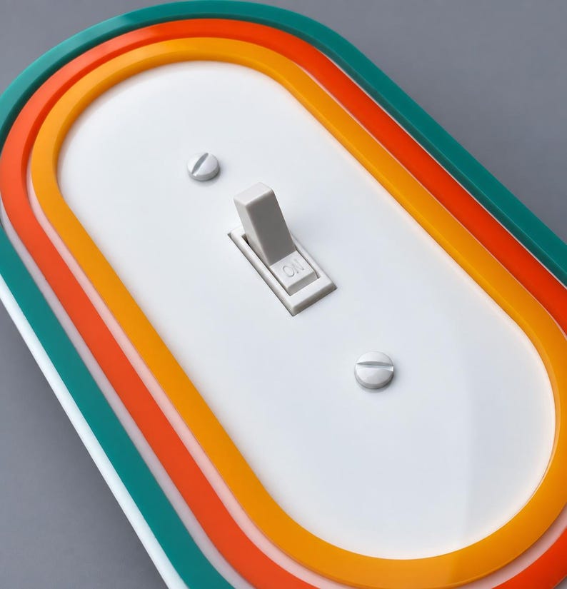 AtomCat Covers, Retro Light Switch Cover, Mid Century Modern Outlet Cover, Custom Acrylic Wall Plate, MCM Home Decor image 3