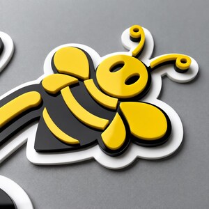 Sunny Bee Welcome Sign, Bee Wall Decor, Sunflower Welcome Sign, Retro Spring Decor, Layered Acrylic Entryway Sign 画像 3