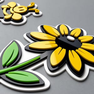 Sunny Bee Welcome Sign, Bee Wall Decor, Sunflower Welcome Sign, Retro Spring Decor, Layered Acrylic Entryway Sign 画像 5