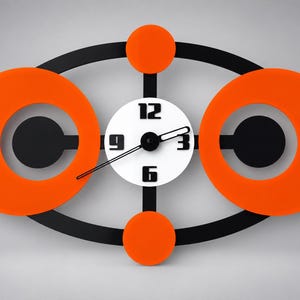 Atomic Loops Wall Clock, Mid Century Modern Clock, Retro Atomic Wall Decor, Space Age Acrylic Clock, MCM Home Decor image 1