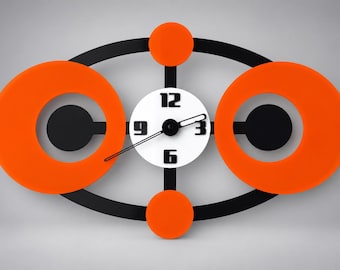 Atomic Loops Wall Clock, Mid Century Modern Clock, Retro Atomic Wall Decor, Space Age Acrylic Clock, MCM Home Decor