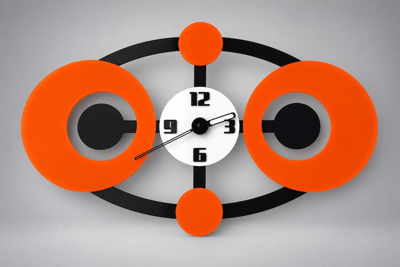 Atomic Loops Wall Clock, Mid Century Modern Clock, Retro Atomic Wall Decor, Space Age Acrylic Clock, MCM Home Decor image 1