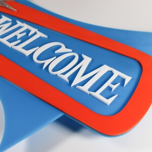 Panneau de bienvenue Starlite – Plaque de porte rétro atomique en acrylique – Panneau d'adresse personnalisé style moderne du milieu du siècle – Décoration murale intérieure/extérieure image 2