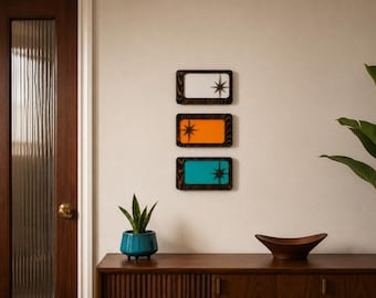 Tríptico atómico de acrílico para pared