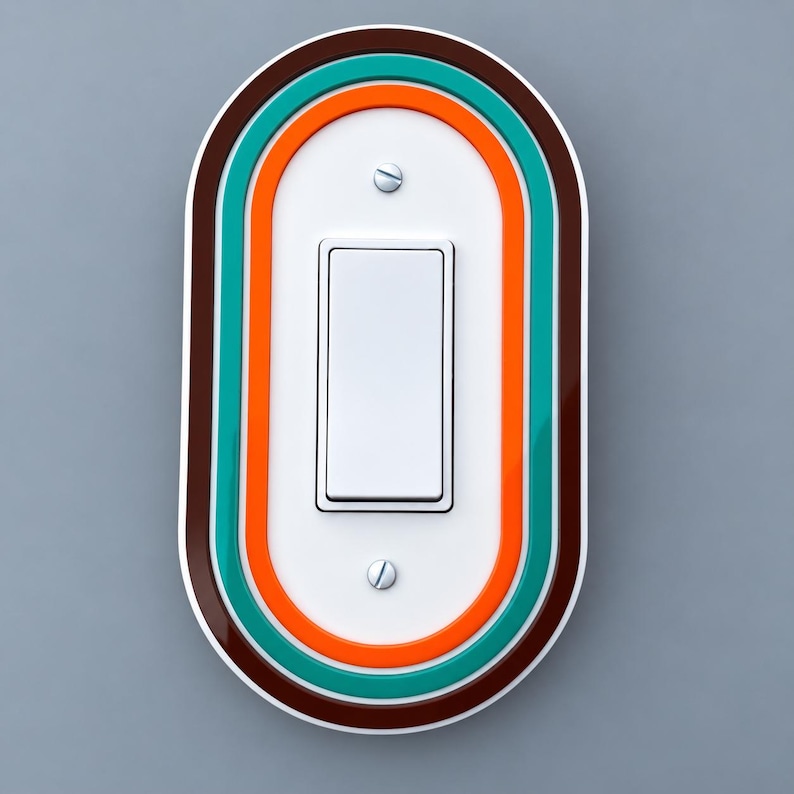 AtomCat Covers, Retro Light Switch Cover, Mid Century Modern Outlet Cover, Custom Acrylic Wall Plate, MCM Home Decor image 2