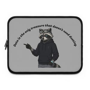 Programmer Raccoon Laptop Sleeve, Data Nerd Computer Case, Tech Accessory (Water-Resistant)
