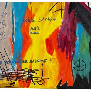 In the Manner of Jean-Michel Basquiat- Portrait of Warhol 30"x40" image 2