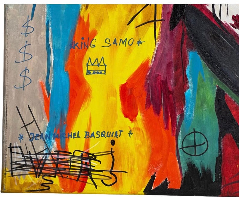 In the Manner of Jean-Michel Basquiat- Portrait of Warhol 30"x40" image 2