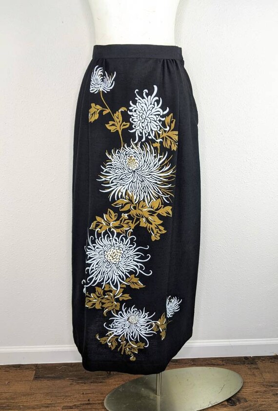 Alfred Shaheen vintage 60s black maxi skirt small