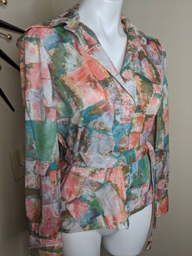 Vintage 1970s Polyester Collared Shirt by Country Miss Etsy
