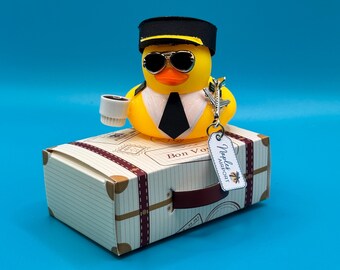 Pilot Rubber Duck | Aviator Gift | Funny Pilot Desk Decor | Airplane Lover Gift | Handmade Rubber Duck Collectible