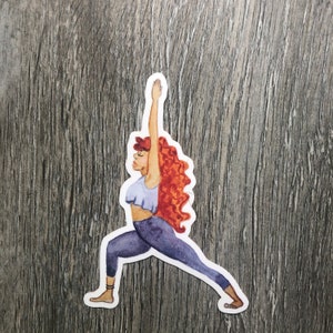 Yoga Vinyl Sticker Afro Art - Warrior Pose