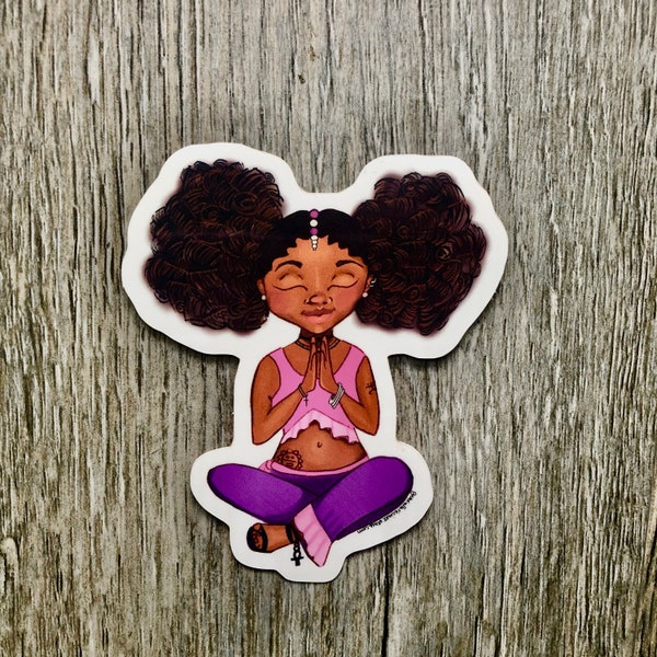 Yoga Girl Vinyl Sticker- Afro Puffs