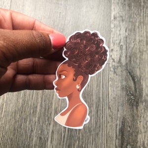 Natural Hair Puff Vinyl Sticker -Black Girl Sticker Melanin