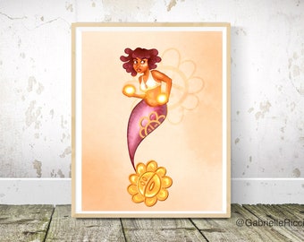 Taino Mermaid - Boriqua Puerto Rican Art Print