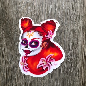 Day of the dead girl vinyl sticker- Halloween dia de los muertos sticker